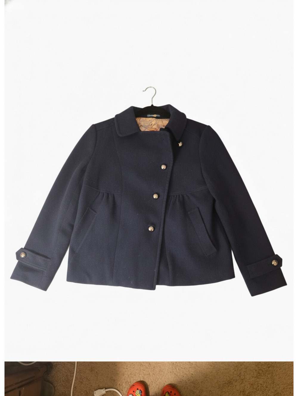 EUC, Anthropologie, Leifnotes Women's Navy Blue Wool Coat Jacket Size 8